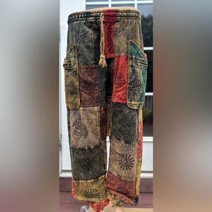 Multicolor Patchwork Cargo Pants